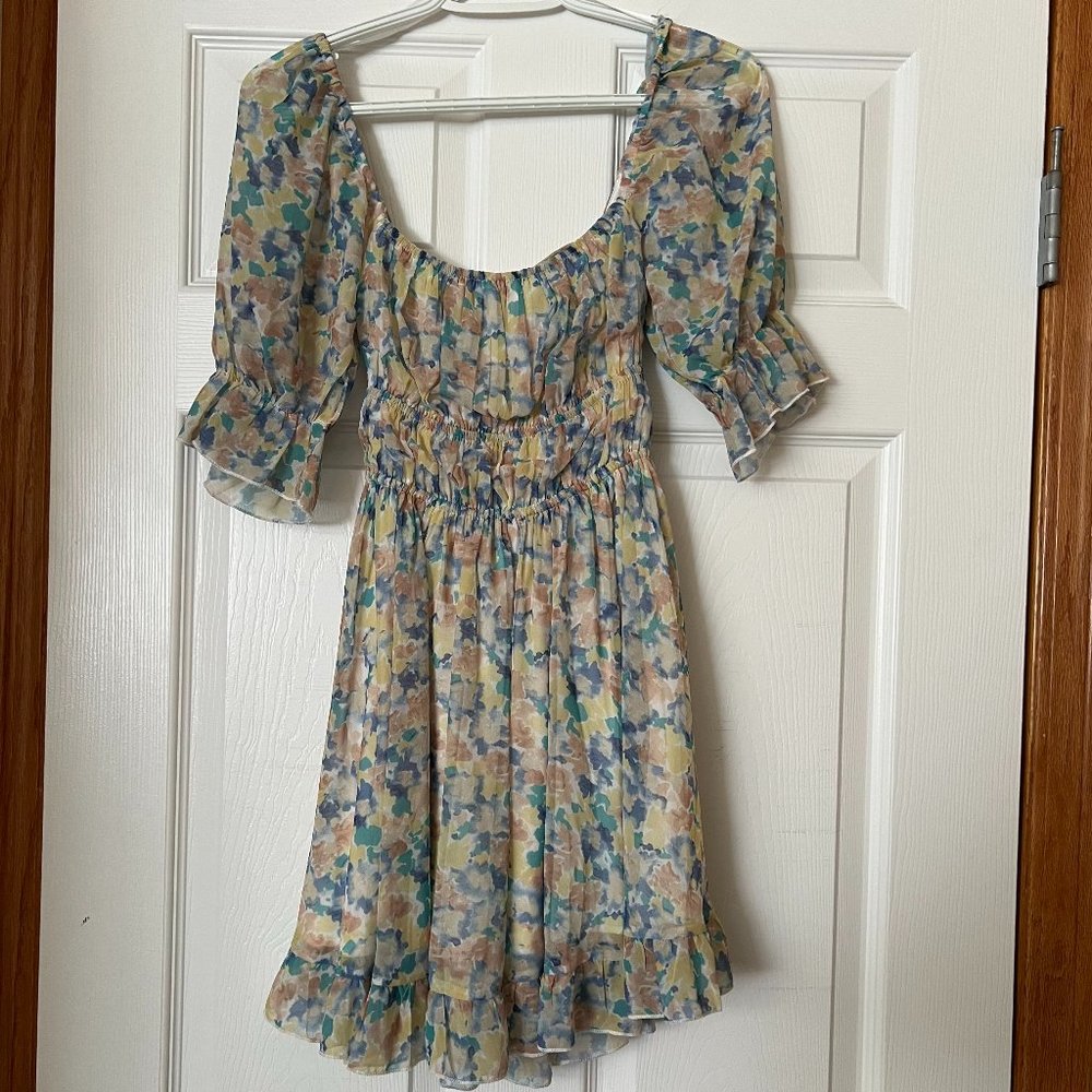 Kiss The Sky Printed Strappy-Back Mini Dress